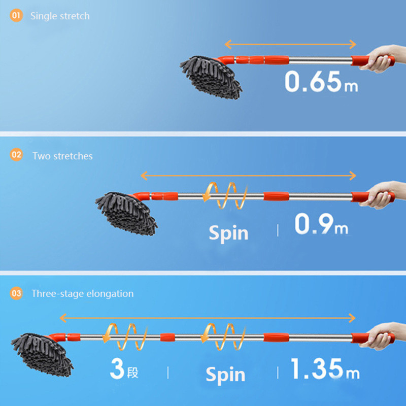 Σφουγγαρίστρα διπλής βούρτσας Περιστρεφόμενη κεφαλή πλυντηρίου αυτοκινήτου Τηλεσκοπική σφουγγαρίστρα τριών τμημάτων Καθαρισμός παραθύρου οροφής Συντήρηση Αναλώσιμα αυτοκινήτου Αξεσουάρ