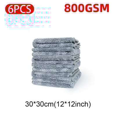 SEAMETAL 6/3/1 бр. Микрофибърна кърпа за кола 800GSM Супер абсорбираща кърпа за почистване на кола Подгъваща кърпа Автоматично пране Сушещи кърпи Парцали за детайли