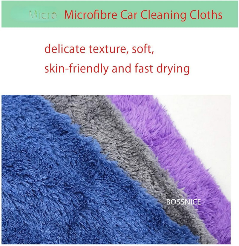 Bossnice 6 buc. prosop din microfibră de 16 inci pentru spălat auto mașini pentru lustruire și spălare detaliu prosop pentru uscare mașină cârpă pentru curățare profesională