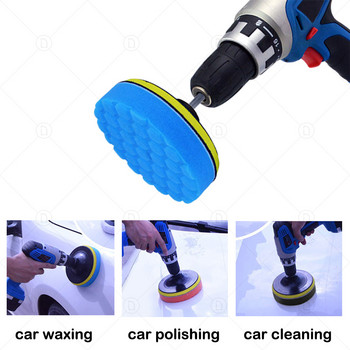 5PCS 3/4/5/6/7 Inch Car Waxing Полиране Buffing Sponge Pad Комплект за автоматична полираща машина за фарове Детайлиране Почистване Измиване Fininshing