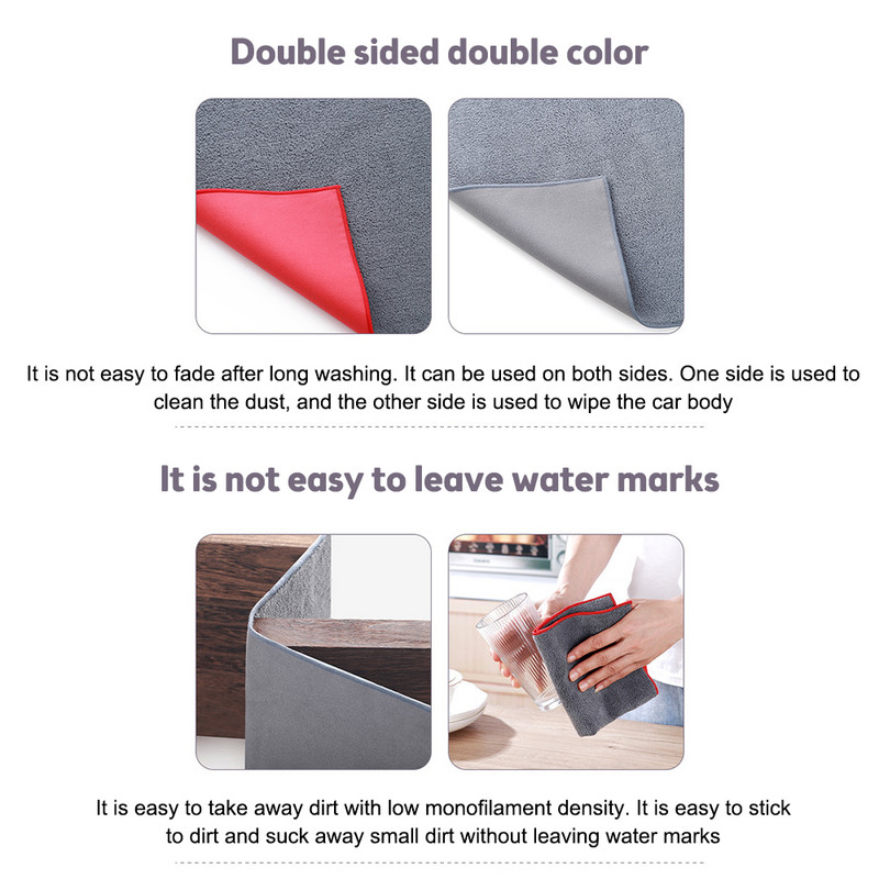 Višenamjenske krpe za čišćenje automobila Super upijajući ručnik za sušenje automobila Suede Coral Velvet Dvostrani ručnik za sušenje automobila od mikrovlakana