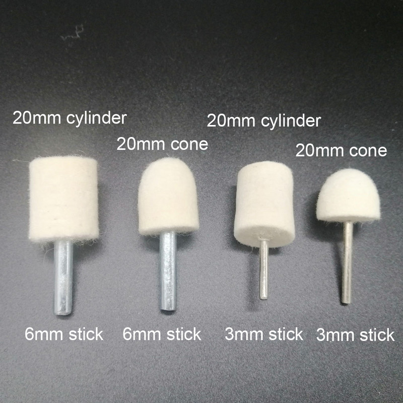 Roți de lustruit 3mm și 6mm Tijă mini con și tampoane cilindrice Seturi pentru îngrijirea mașinii Disc de lustruit din pâslă Tampoane de lustruit din pâslă de lână