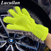 Lucullan Preferința detalierului Mănușă pentru labele de chenille Microfibră cu două fețe Mănușă de curățare pentru detalii auto pentru interior și exterior