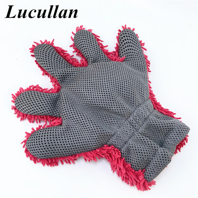 Lucullan Preferința detalierului Mănușă pentru labele de chenille Microfibră cu două fețe Mănușă de curățare pentru detalii auto pentru interior și exterior