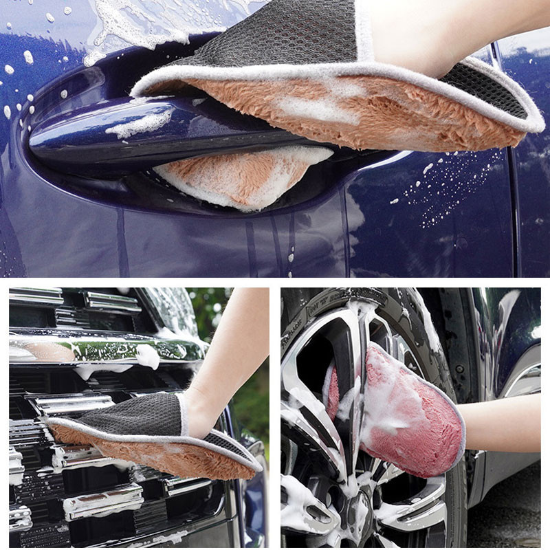 1Pc Random Color Wash Coral Velvet Cleaning Gloves Auto Care Wax Detailing Πετσέτες πλυσίματος Αξεσουάρ πλυντηρίου αυτοκινήτου Χονδρική