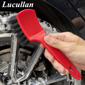Lucullan Red Tire Brush – Premium Stiff Wheel Cleaning Brush for Auto Detailing & Carpet Tire Car Cleaning Use