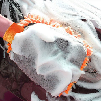 Γάντια πλυσίματος αυτοκινήτου 2 σε 1 μικροϊνών Χοντρό καθαριστικό αυτοκινήτου Chenille Mitt Wax Αδιάβροχη βούρτσα λεπτομερειών Auto Care Γάντι διπλής όψης