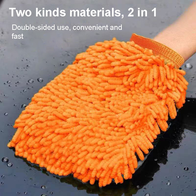 Mănuși de spălat auto din microfibră 2 în 1, mănuși groase pentru curățarea mașinii, ceară de chenille, perie de detaliere impermeabilă, pentru îngrijirea auto, mănușă cu două fețe