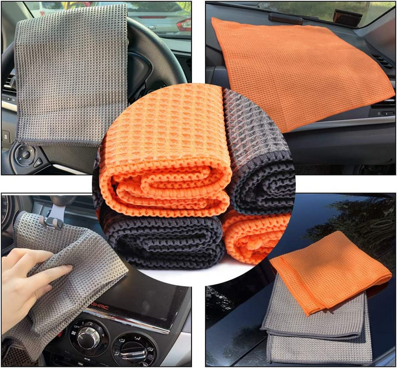 2 τμχ Πετσέτες πλυσίματος αυτοκινήτου Γυαλί Καθαρισμός Νερό Στέγνωμα Μικροϊνών Παράθυρο Καθαρισμός Μαντηλάκι Auto Detailing Waffle Weave for Kitchen Bath 40*40cm