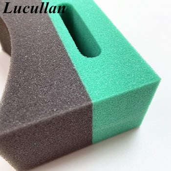 Lucullan 4 Pack Green Curved Foam Sponge Pad Double Wide Curved Foam Sponge Tire Applicator