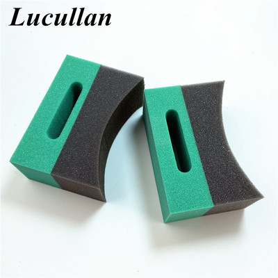 Lucullan Pachet de 4 tampoane cu burete curbat verde din spumă, dublu lat, curbat, aplicator de pansament pentru anvelope.