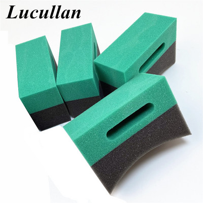 Lucullan Pachet de 4 tampoane cu burete curbat verde din spumă, dublu lat, curbat, aplicator de pansament pentru anvelope.