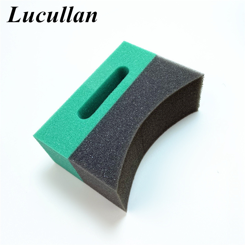 Lucullan Pachet de 4 tampoane cu burete curbat verde din spumă, dublu lat, curbat, aplicator de pansament pentru anvelope.