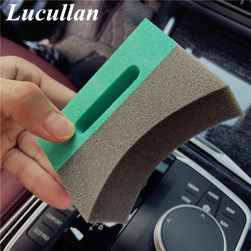 Lucullan Pachet de 4 tampoane cu burete curbat verde din spumă, dublu lat, curbat, aplicator de pansament pentru anvelope.