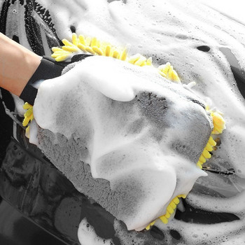 Водоустойчива автомивка Микрофибърни ръкавици от шенил Дебела ръкавица за почистване на кола Восък Четка за детайли Грижа за автомобила Почистващи консумативи