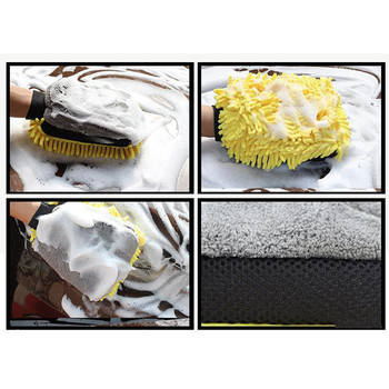 Водоустойчива автомивка Микрофибърни ръкавици от шенил Дебела ръкавица за почистване на кола Восък Четка за детайли Грижа за автомобила Почистващи консумативи
