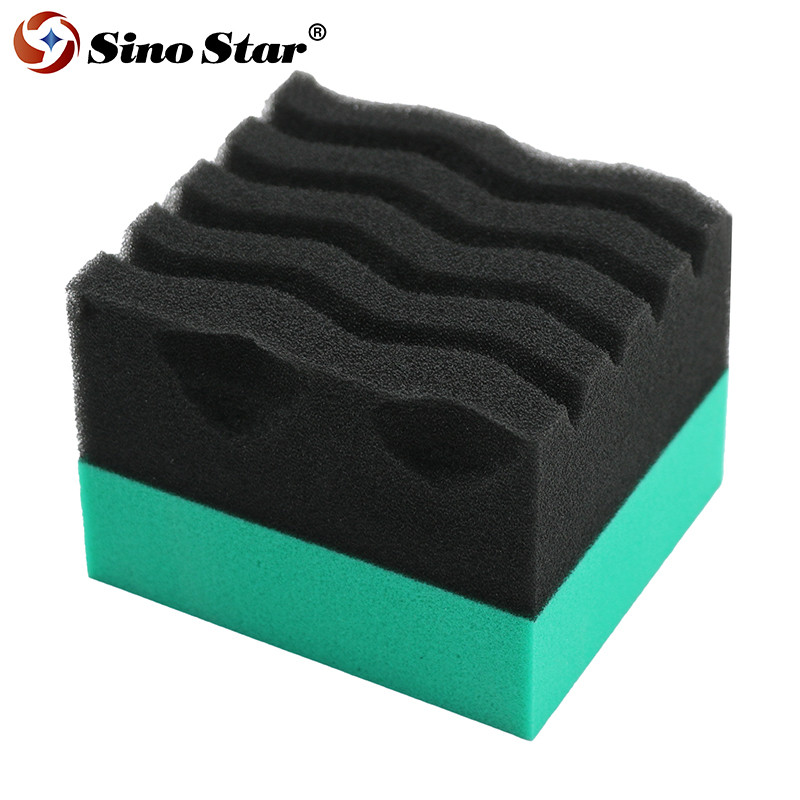 Λεπτομέρειες αυτοκινήτου Sponge Green Wave Durafoam Contoured Large dressing Pack για κερί ελαστικών και επικάλυψη κρυστάλλου