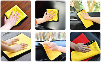 500GSM 30x30/60CM Микрофибърна кърпа за автомивка Почистваща кърпа за сушене на автомобили Подгъваща кърпа за грижа за автомобила Детайлна кърпа за автомивка за Toyota