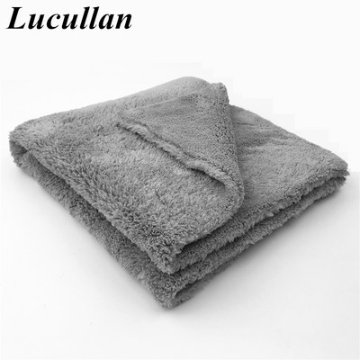 Lucullan 40x40cm 500GSM Super mīksts bezmalu mikrošķiedras dvielis auto kopšanai pulēšana pulēšana apdares gaiši pelēkas lupatas