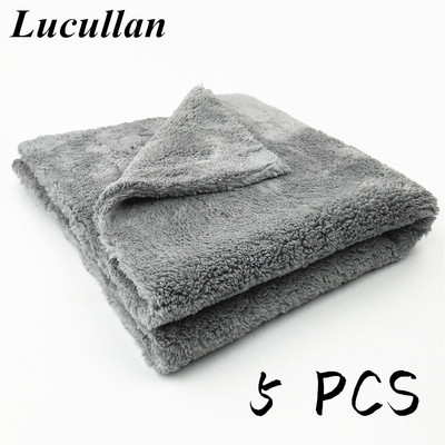 Lucullan 40x40cm 500GSM prosop din microfibră super moale, fără margini, pentru îngrijirea mașinii, lustruire, finisaje, cârpe gri deschis