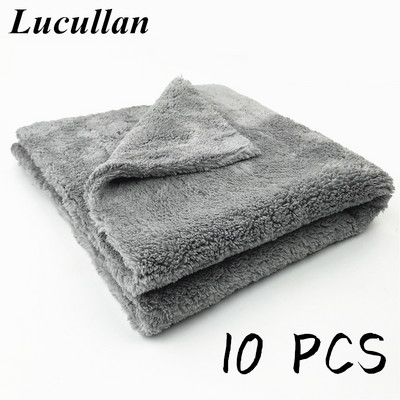Lucullan 40x40cm 500GSM prosop din microfibră super moale, fără margini, pentru îngrijirea mașinii, lustruire, finisaje, cârpe gri deschis