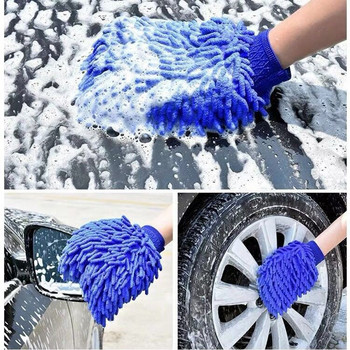 1PC Двустранни микрофибърни миещи се ръкавици за миене на автомобили Грижа за автомобила Почистващи ръкавици Почистваща кърпа Хавлиена ръкавица Аксесоари за кола