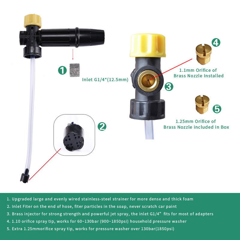 Ρυθμιζόμενος αφρός πλυντηρίου πίεσης Cannon Car Washer Snow Foam Lance Σαπούνι υψηλής πίεσης Foamer Foam Generator Car Foam Cleaner Spray