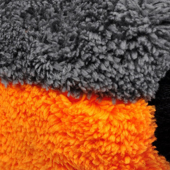 Коралов флис Кадифе Плюшени къси вълнени ръкавици Wash Car Mitten Четка за миене Почистващи ръкавици Инструменти Плат Ръкавици за автомивка Оранжев + сив