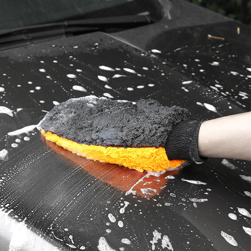 Coral Fleece Velvet Plush Lühike villane Mitt Wash Car labakindad Pesuhari Puhastus Kinnas Tööriistad Riie Autopesu Kindad Oranž + Hall