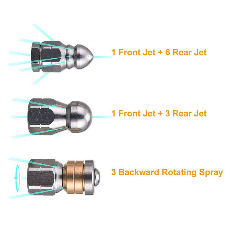 Roostevabast terasest kanalisatsiooni äravoolutoru joa puhastusotsik G 1/4 kõrgsurvepesuri vooliku jaoks