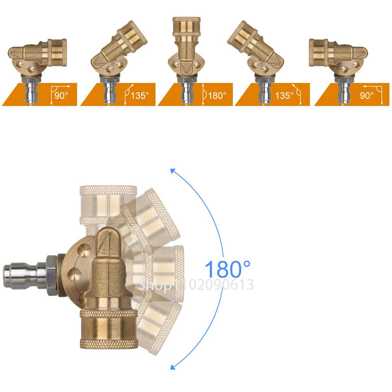 Adaptor reglabil cuplaj rotativ de conectare rapidă de 1/4" cu 5 duze de pulverizare Conexiune din cupru pentru mașină de spălat auto de înaltă presiune