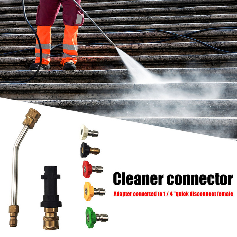 Auto survepesuri püstoli adapter + 30-kraadine pikendusvarda otsik + 5 tk düüsi otsikud Karcher K2 K3 K4 K5 K6 K7 tarvikutele