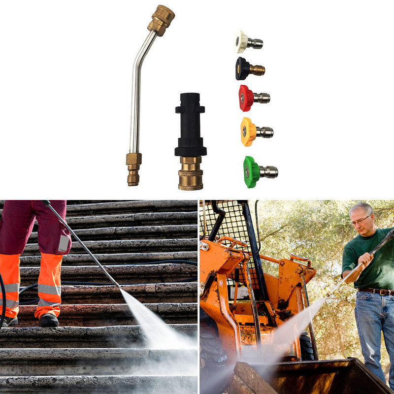 Auto survepesuri püstoli adapter + 30-kraadine pikendusvarda otsik + 5 tk düüsi otsikud Karcher K2 K3 K4 K5 K6 K7 tarvikutele