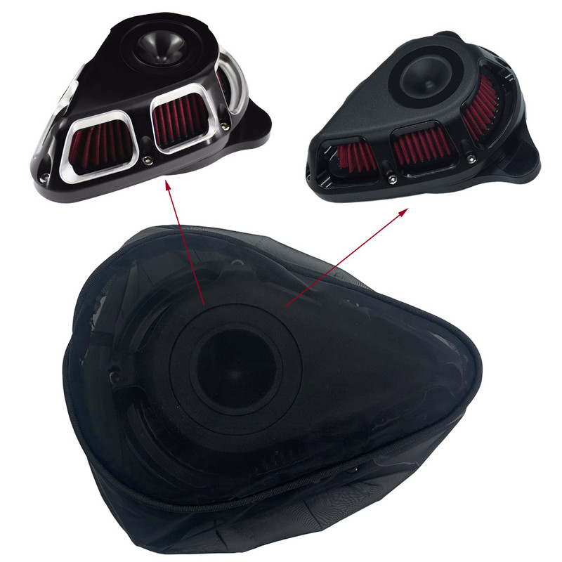 Μαύρο προστατευτικό κάλυμμα μοτοσικλέτας Φίλτρο αέρα Κάλτσα βροχής Heavy Breather για Κιτ καθαρισμού αέρα Harley Sportster Touring Dyna Softail