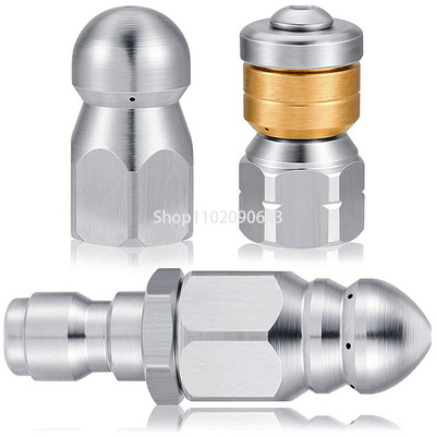 Washer nozzle 1/4inch Stainless Steel Pressure Washer Drain Sewer Cleaning Pipe Jetter Spray Quick Plug Drain Hose Nozzle Tools