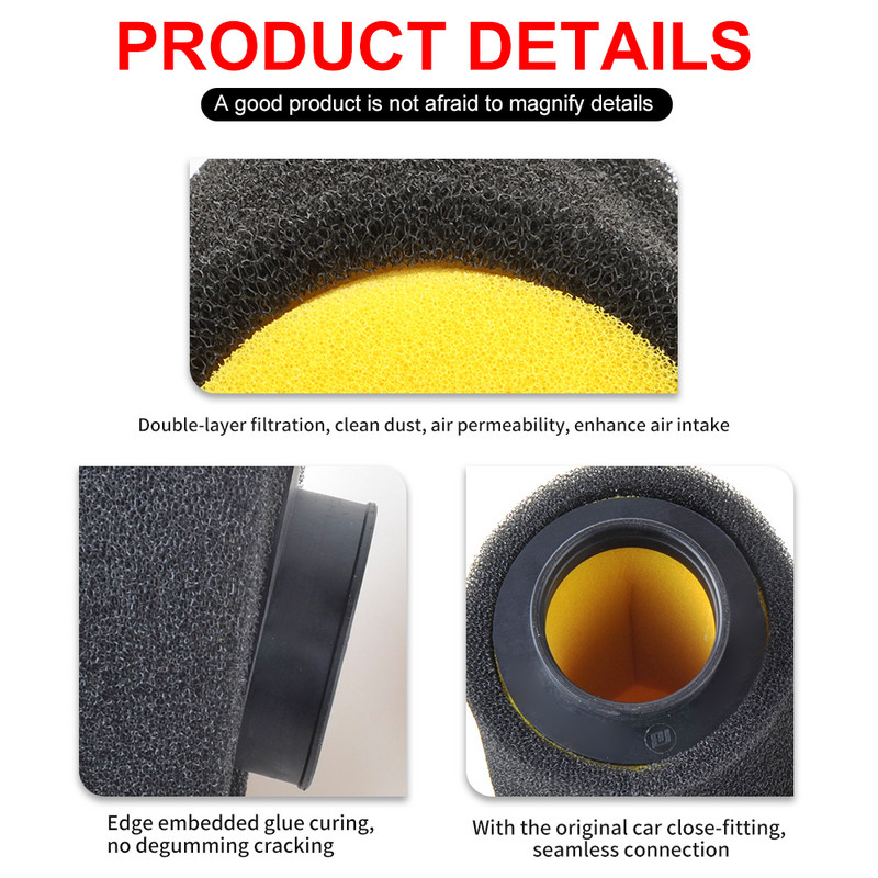 NIBBI putplasčio oro filtras 35/45/49 mm universalus motociklo pakeitimas, didelio našumo oro filtro karbiuratoriaus įsiurbimo valiklis