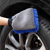 Ofertă fierbinte 2 în 1 Fibră ultrafine Chenille Microfibră Mănușă de spălat auto Manșă Suport din plasă moale fără zgârieturi pentru spălarea și curățarea auto