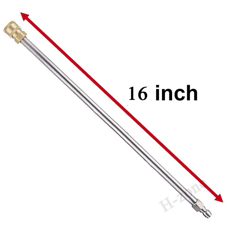 2 buc. Tijă de extensie pentru mașină de spălat cu presiune automată, 16 inchi, din oțel inoxidabil, 1/4 inch, cu conectare rapidă, duză de spălare electrică, anticoroziune, durabilă