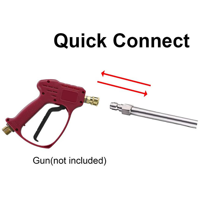 2 buc. Tijă de extensie pentru mașină de spălat cu presiune automată, 16 inchi, din oțel inoxidabil, 1/4 inch, cu conectare rapidă, duză de spălare electrică, anticoroziune, durabilă