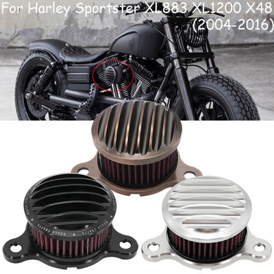Черен въздушен филтър Система за всмукване на въздух за мотоциклети за Sportster XL Iron 883 XL1200 48 72 2004-2014 Filtre a air moto