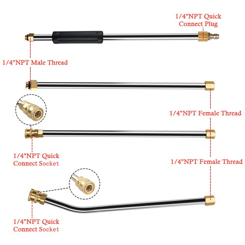 Autopesuri metallist veepihustusotsiku pikendusotsik Karcher K-seeria võimsale survepesurile 5 kiirdüüsiga