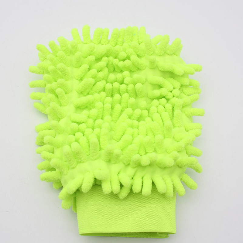 5 τμχ Πράσινο μαλακό άνετο πλύσιμο αυτοκινήτου Γάντια καθαρισμού σενίλ με ισχυρή απορρόφηση Εργαλείο αφαίρεσης σκόνης αυτοκινήτου