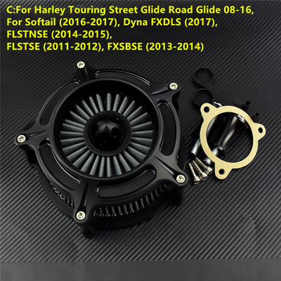Filtru de admisie negru pentru filtre de aer motocicletă pentru Harley Sportster XL 883 1200 Dyna V-Rod Softail Fat Boy Touring Ultra FLHR FLHX