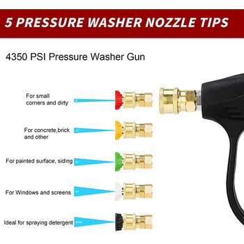 Αφρώδης κανόνι για πλυντήριο υπό πίεση Πλυντήριο αυτοκινήτων Κιτ αφρού όπλου M22-14mm και Σύνδεσμος γρήγορης εισαγωγής με Quick Connector 5PCS Ακροφύσια
