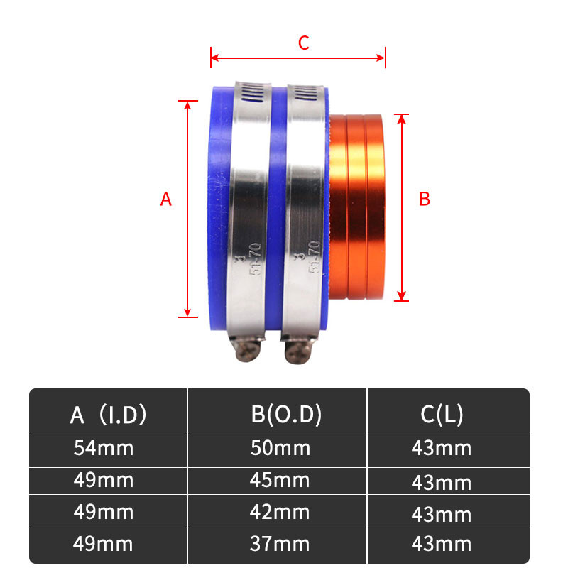 SCL Racing universaalne 37mm 42mm 45mm 50mm alumiiniumkummist mootorratta PE PWK karburaatori sisselaskeõhufiltri ühendusliidese adapter