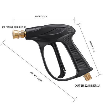 Pistol de spălat cu apă de înaltă presiune M22 pentru pistol de spălat cu presiune Karcher cu conector rapid 1/4 duză multi-unghi 150 bar