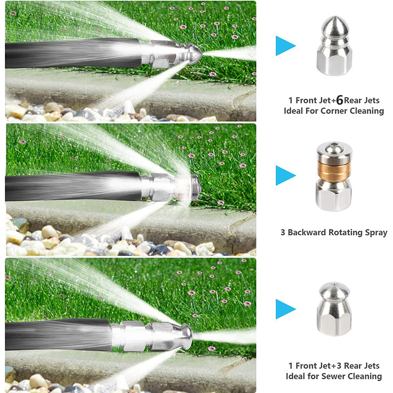 Κεφαλή ψεκαστήρα 1/4 ιντσών από ανοξείδωτο χάλυβα Καθαριστικό υψηλής πίεσης DrainSewerCleaningPipeSewer Spraying Quick Plug Lase Drain Solution Tools NozzleTools