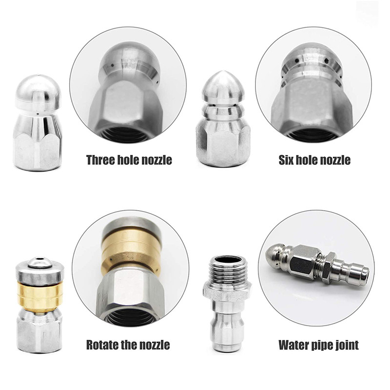 Κεφαλή ψεκαστήρα 1/4 ιντσών από ανοξείδωτο χάλυβα Καθαριστικό υψηλής πίεσης DrainSewerCleaningPipeSewer Spraying Quick Plug Lase Drain Solution Tools NozzleTools