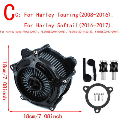 RSD turbiini õhupuhasti mattmust sisselaskefilter Harley Sportster XL 883 Dyna V-Rod Softail Fat Boy Touring Ultra FLHR FLHX jaoks