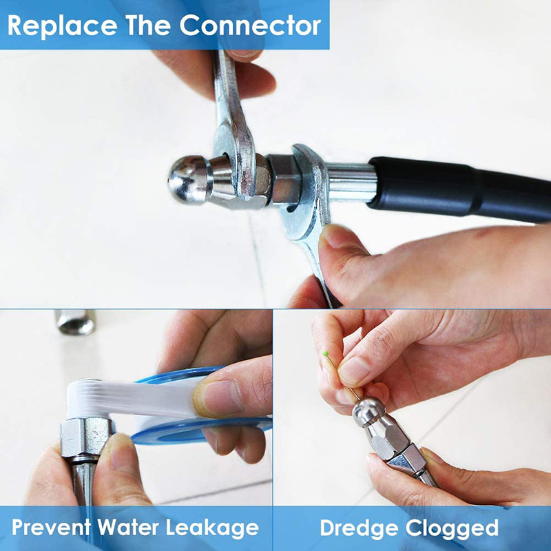 Mlaznica za pranje 1/4 inča Uređaj za visokotlačno pranje od nehrđajućeg čelika Odvodna cijev za čišćenje kanalizacije Sprej za prskanje Quick Plug Alati za mlaznicu za odvodno crijevo